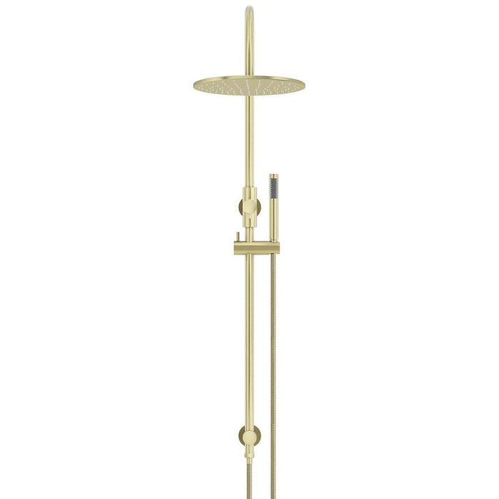 Meir Round Gooseneck Shower Set with 300mm rose, Single-Function Hand Shower - PVD Tiger Bronze-blue-leaf-bathware