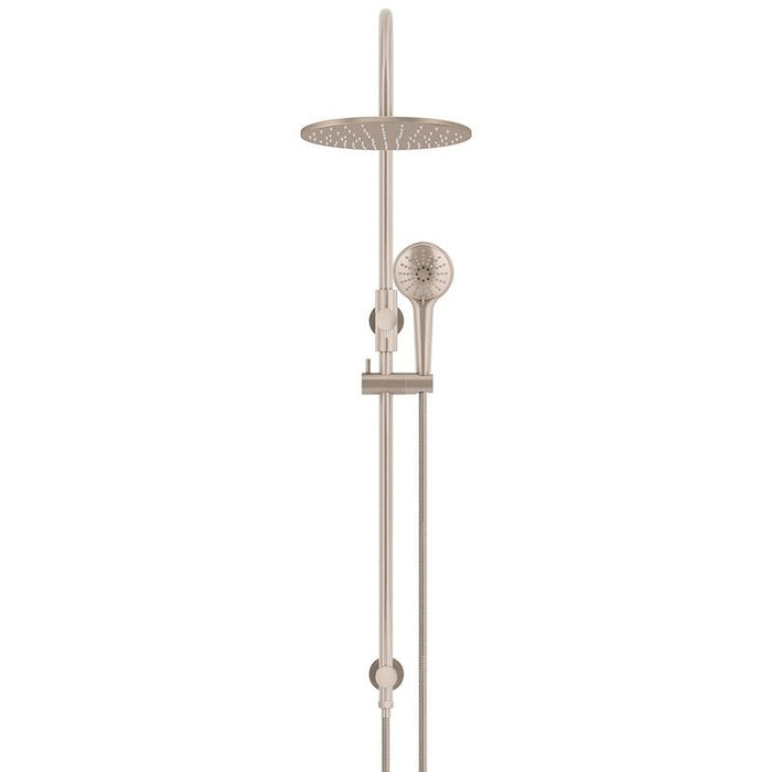 Meir Round Gooseneck Shower Set with 300mm rose, Three-Function Hand Shower - Champagne-blue-leaf-bathware