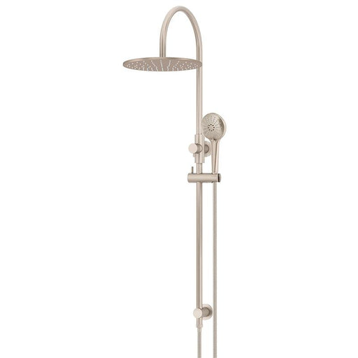 Meir Round Gooseneck Shower Set with 300mm rose, Three-Function Hand Shower - Champagne-blue-leaf-bathware