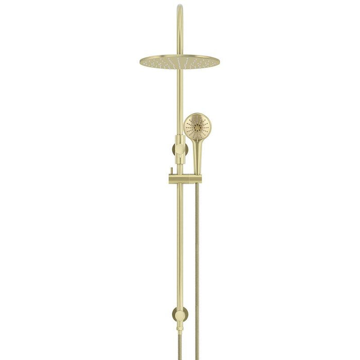 Meir Round Gooseneck Shower Set with 300mm rose, Three-Function Hand Shower - PVD Tiger Bronze-blue-leaf-bathware