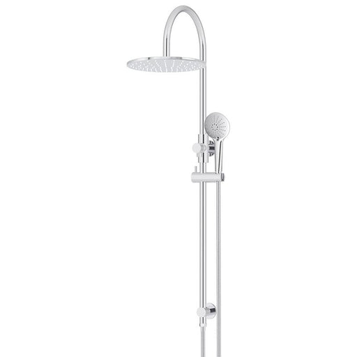 Meir Round Gooseneck Shower Set with 300mm rose, Three-Function Hand Shower - Polished Chrome-blue-leaf-bathware