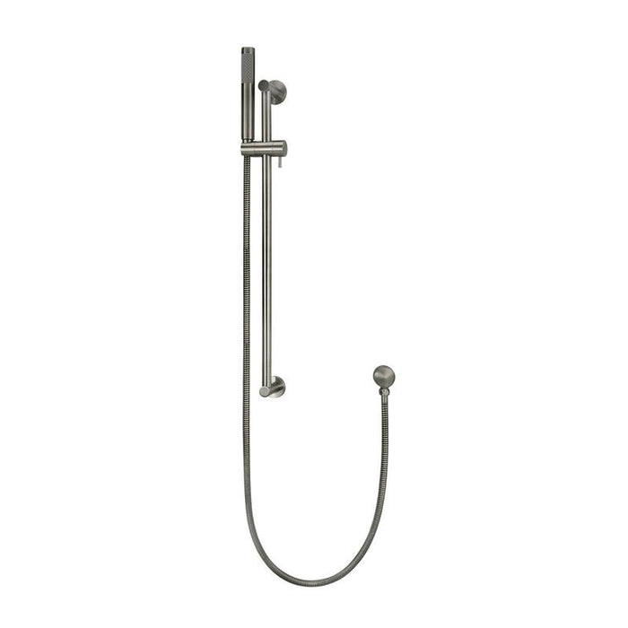 Meir Round Hand Shower on Rail Column - Shadow Gunmetal-blue-leaf-bathware