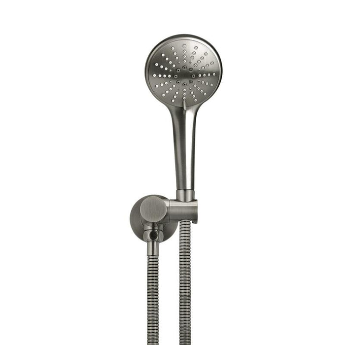 Meir Round Hand Shower on Swivel Bracket - Shadow Gunmetal-blue-leaf-bathware