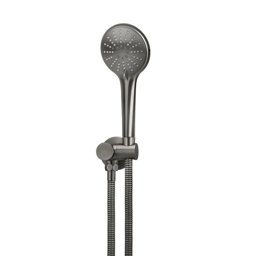 Meir Round Hand Shower on Swivel Bracket - Shadow Gunmetal-blue-leaf-bathware