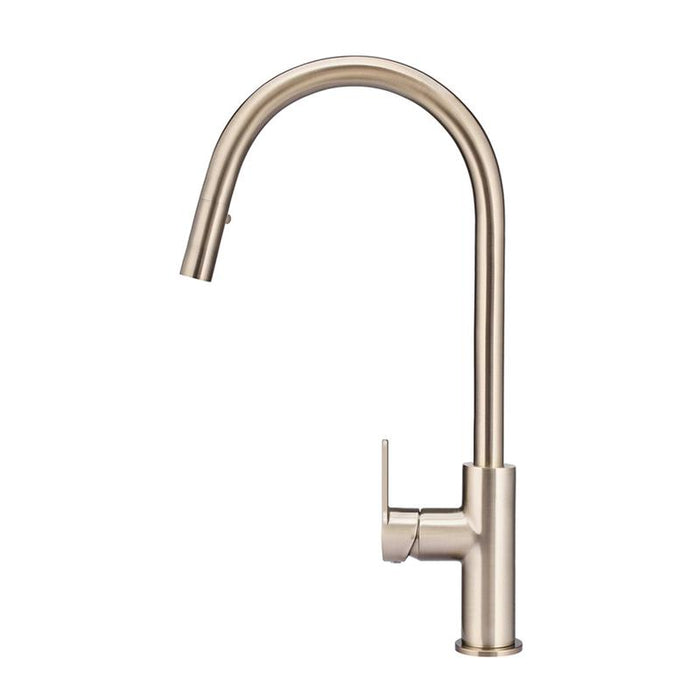 Meir Round Paddle Piccola Pull Out Kitchen Mixer Tap - Champagne-blue-leaf-bathware