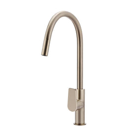 Meir Round Paddle Piccola Pull Out Kitchen Mixer Tap - Champagne-blue-leaf-bathware
