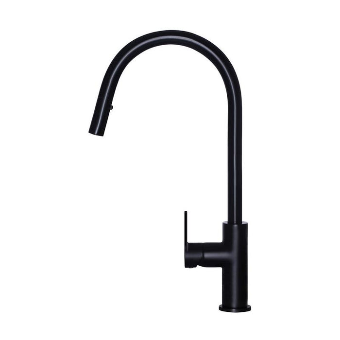 Meir Round Paddle Piccola Pull Out Kitchen Mixer Tap - Matte Black-blue-leaf-bathware