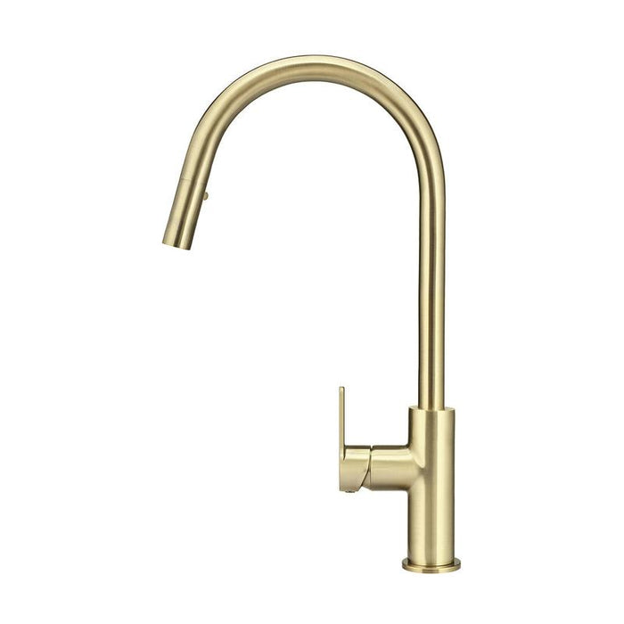 Meir Round Paddle Piccola Pull Out Kitchen Mixer Tap - PVD Tiger Bronze-blue-leaf-bathware