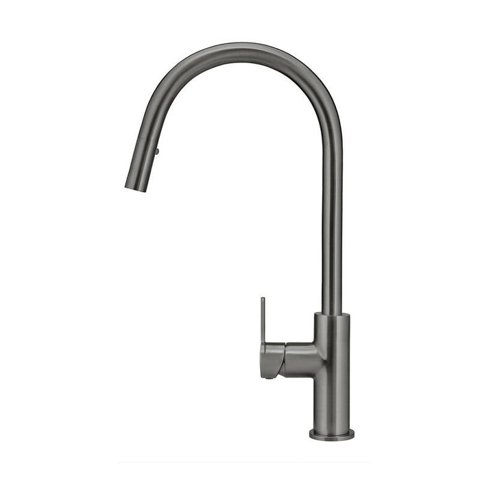 Meir Round Paddle Piccola Pull Out Kitchen Mixer Tap - Shadow Gunmetal-blue-leaf-bathware