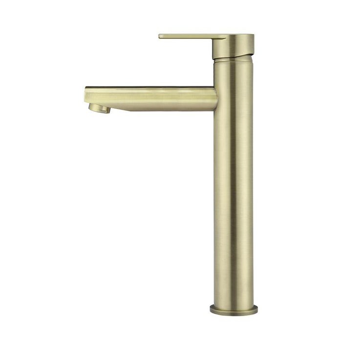 Meir Round Paddle Tall Basin Mixer - PVD Tiger Bronze-blue-leaf-bathware