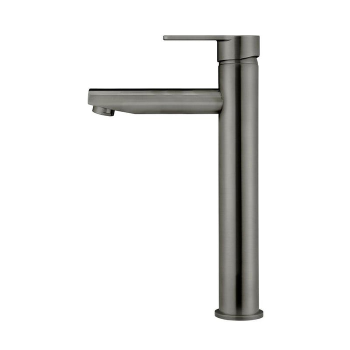 Meir Round Paddle Tall Basin Mixer - Shadow Gunmetal-blue-leaf-bathware