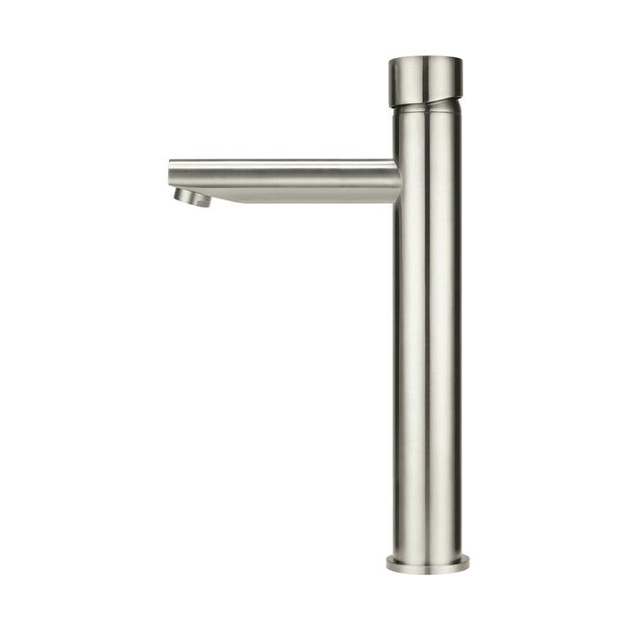 Meir Round Pinless Tall Basin Mixer - PVD Brushed Nickel-blue-leaf-bathware