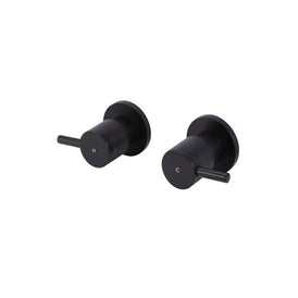 Meir Round Quarter Turn Wall Top Assemblies - Matte Black-blue-leaf-bathware