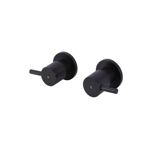 Meir Round Quarter Turn Wall Top Assemblies - Matte Black-blue-leaf-bathware