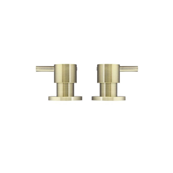 Meir Round Quarter Turn Wall Top Assemblies - PVD Tiger Bronze-blue-leaf-bathware