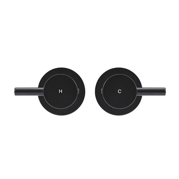 Meir Round Quarter Turn Wall Top Assembly Taps - Matte Black-MW06-blue-leaf-bathware