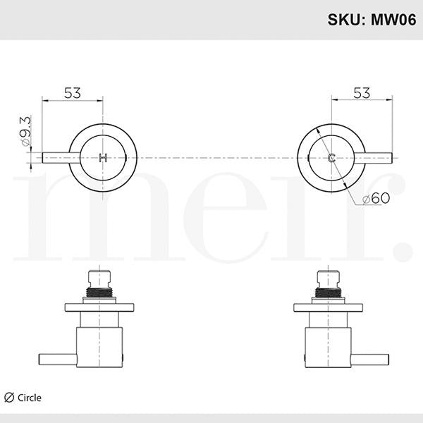 Meir Round Quarter Turn Wall Top Assembly Taps - Matte Black-MW06-blue-leaf-bathware