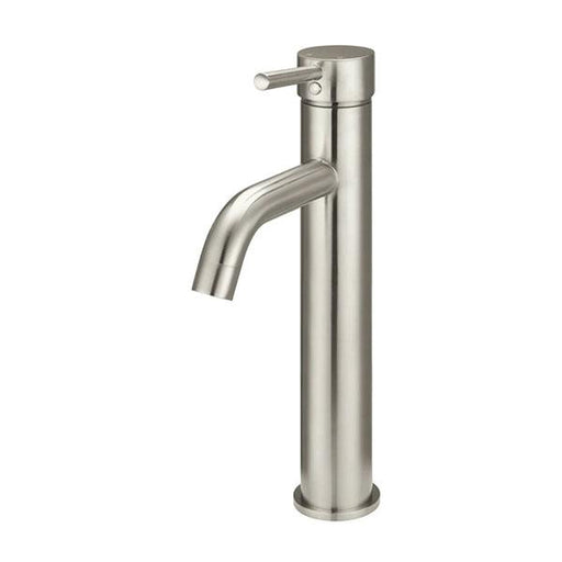 Meir Round Tall Basin Mixer Curved Spout - Brushed Nickel-MB04-R3-PVDBN-blue-leaf-bathware