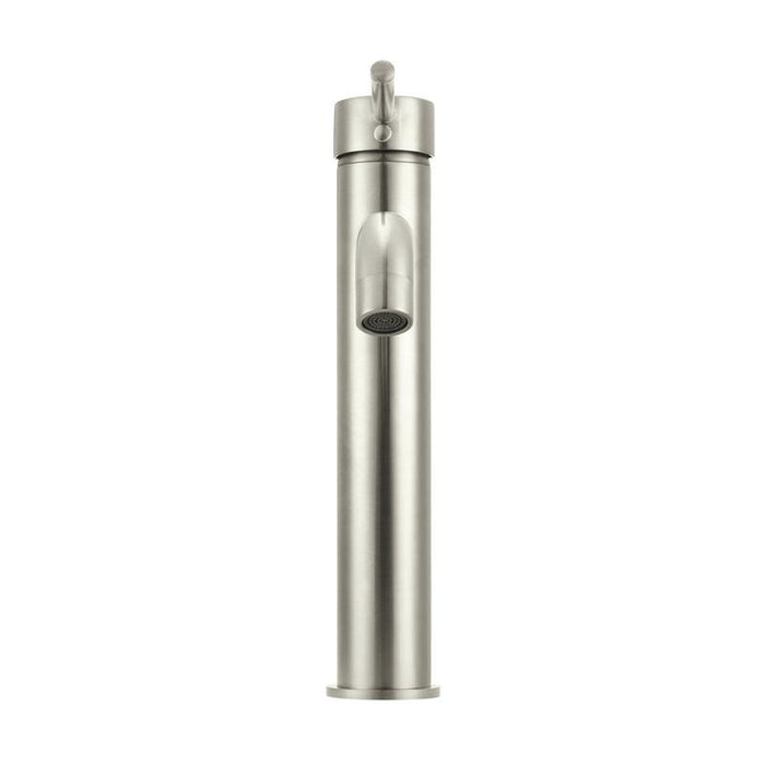Meir Round Tall Curved Basin Mixer - PVD Brushed Nickel-blue-leaf-bathware