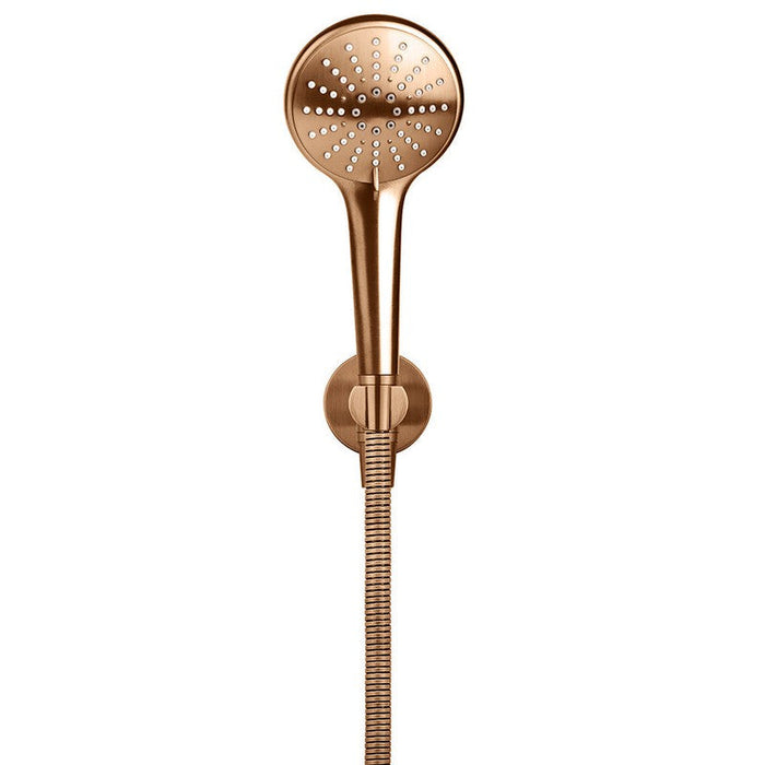 Meir Round Three Function Hand Shower On Fixed Bracket - Lustre Bronze-MZ08-PVDBZ-blue-leaf-bathware