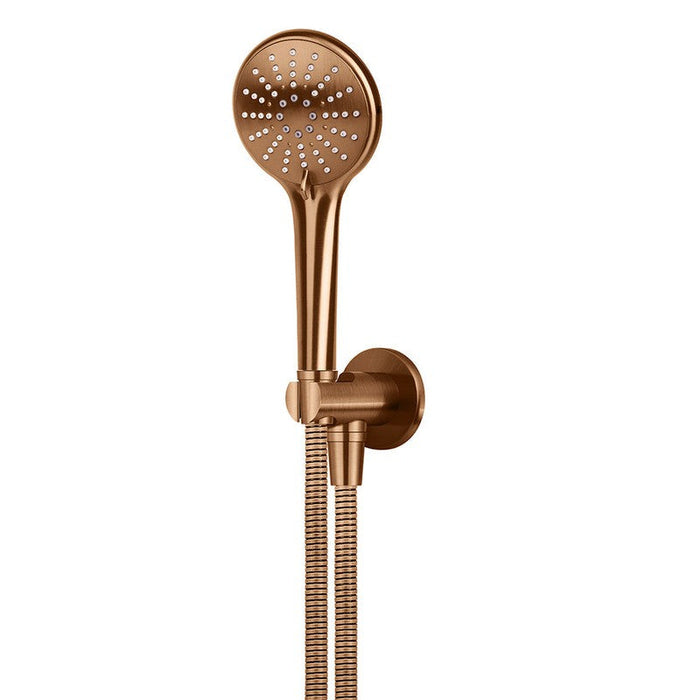 Meir Round Three Function Hand Shower On Fixed Bracket - Lustre Bronze-MZ08-PVDBZ-blue-leaf-bathware