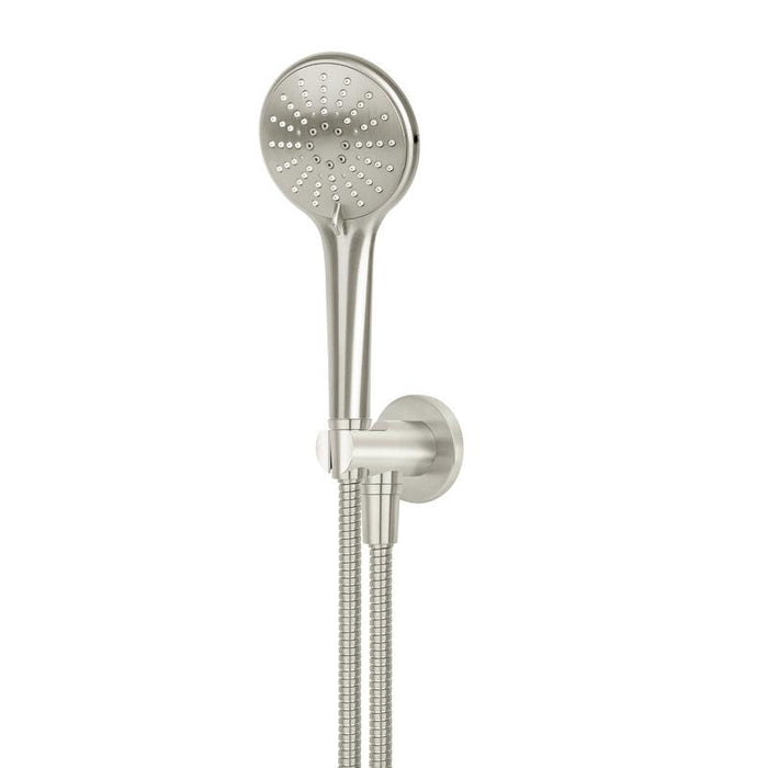 Meir Round Three Function Hand Shower on Fixed Bracket - PVD Brushed Nickel-blue-leaf-bathware