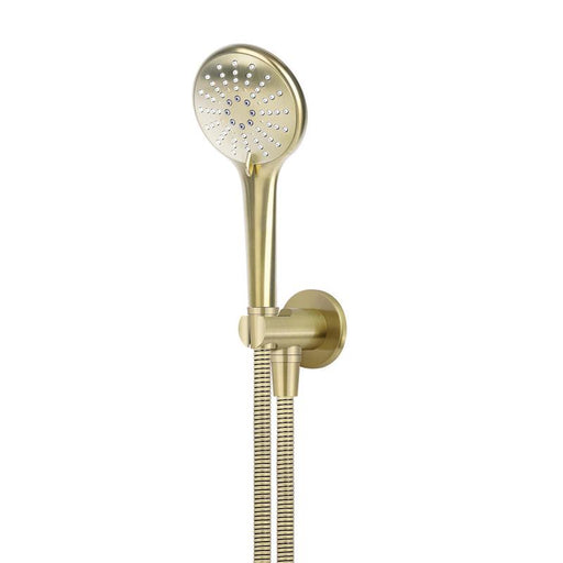 Meir Round Three Function Hand Shower on Fixed Bracket - PVD Tiger Bronze-blue-leaf-bathware