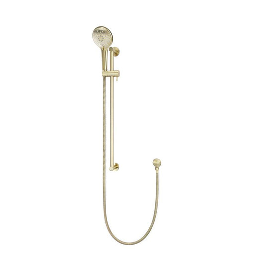 Meir Round Three Function Hand Shower on Rail Column - PVD Tiger Bronze-blue-leaf-bathware