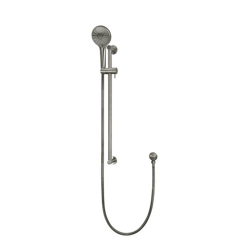 Meir Round Three Function Hand Shower on Rail Column - Shadow Gunmetal-blue-leaf-bathware