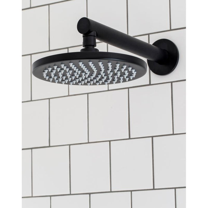 Meir Round Wall Shower Arm 400mm - Matte Black-blue-leaf-bathware