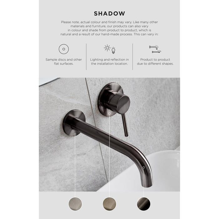 Meir Round Wall Shower Arm 400mm - Shadow Gunmetal-blue-leaf-bathware