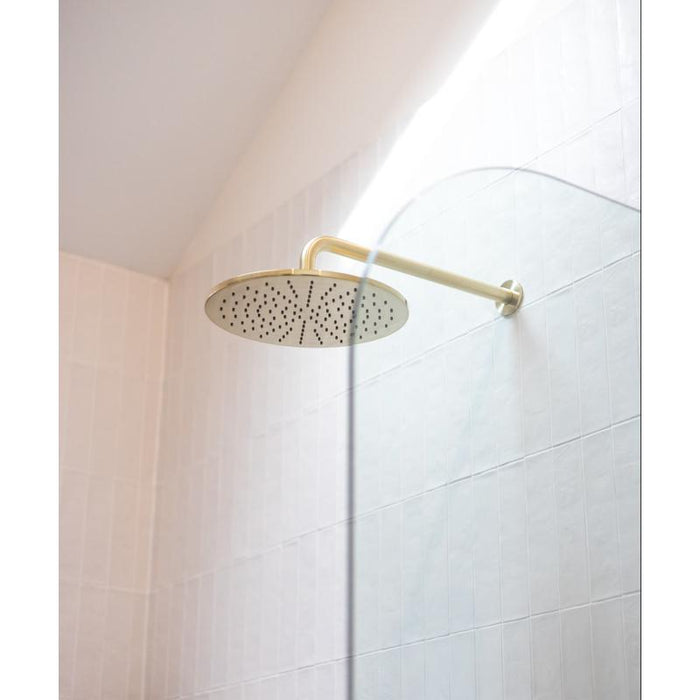 Meir Round Wall Shower Curved Arm 400mm - PVD Tiger Bronze-blue-leaf-bathware