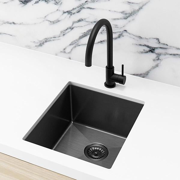 Meir Single Bowl Sink 440 x 380mm - Brushed Gun Metal-MKSP-S380440-GM-blue-leaf-bathware