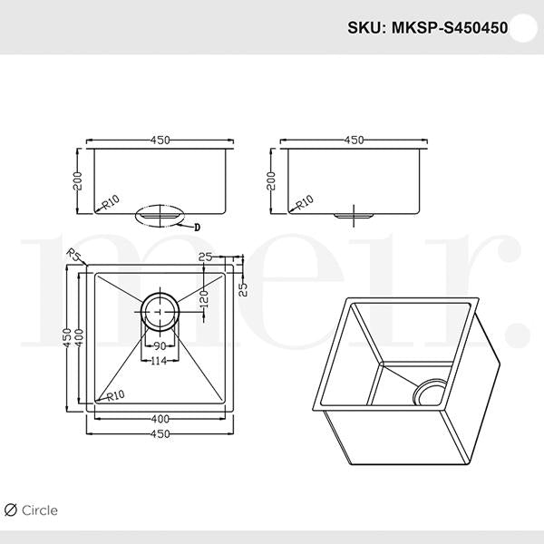 Meir Single Bowl Sink 450 x 450 mm - Brushed Bronze Gold-MKSP-S450450-BB-blue-leaf-bathware