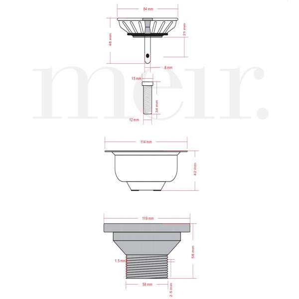 Meir Sink Strainer and Waste Plug Basket with Stopper - Gold-MST04-BB-blue-leaf-bathware