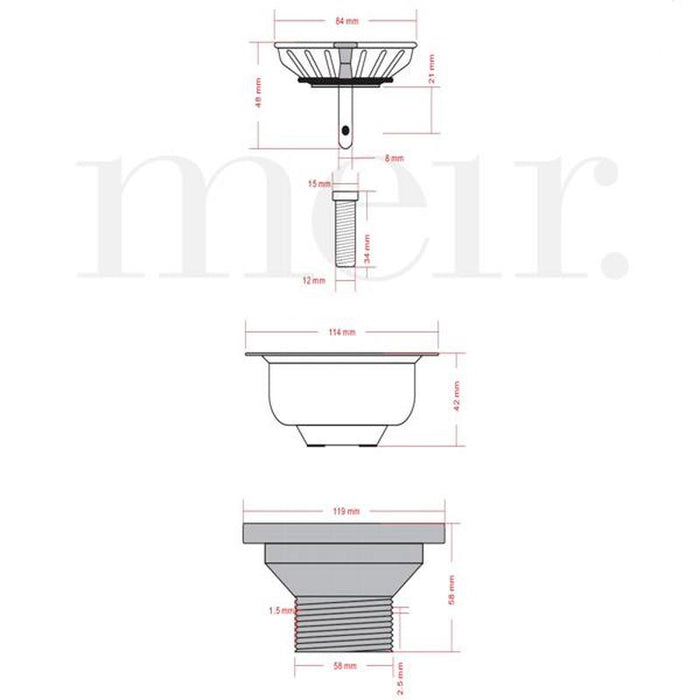 Meir Sink Strainer and Waste Plug Basket with Stopper - Gold-blue-leaf-bathware