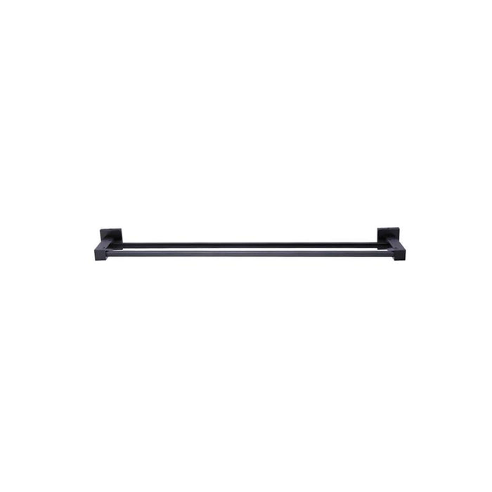 Meir Square Double Towel Rail 600mm - Matte Black-blue-leaf-bathware