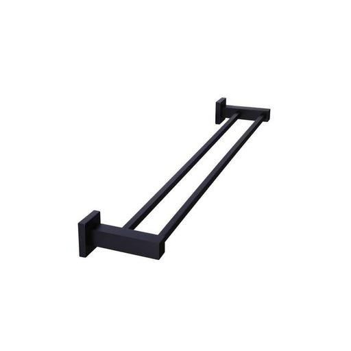 Meir Square Double Towel Rail 600mm - Matte Black-blue-leaf-bathware