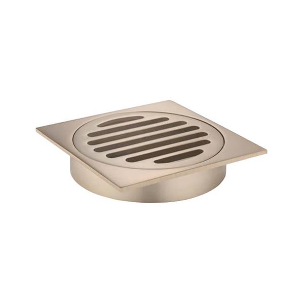 Meir Square Floor Grate Shower Drain 100mm Outlet - Champagne-MP06-100-CH-blue-leaf-bathware