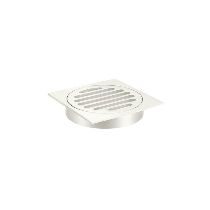 Meir Square Floor Grate Shower Drain 100mm outlet - PVD Brushed Nickel-blue-leaf-bathware