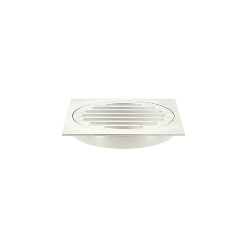 Meir Square Floor Grate Shower Drain 100mm outlet - PVD Brushed Nickel-blue-leaf-bathware