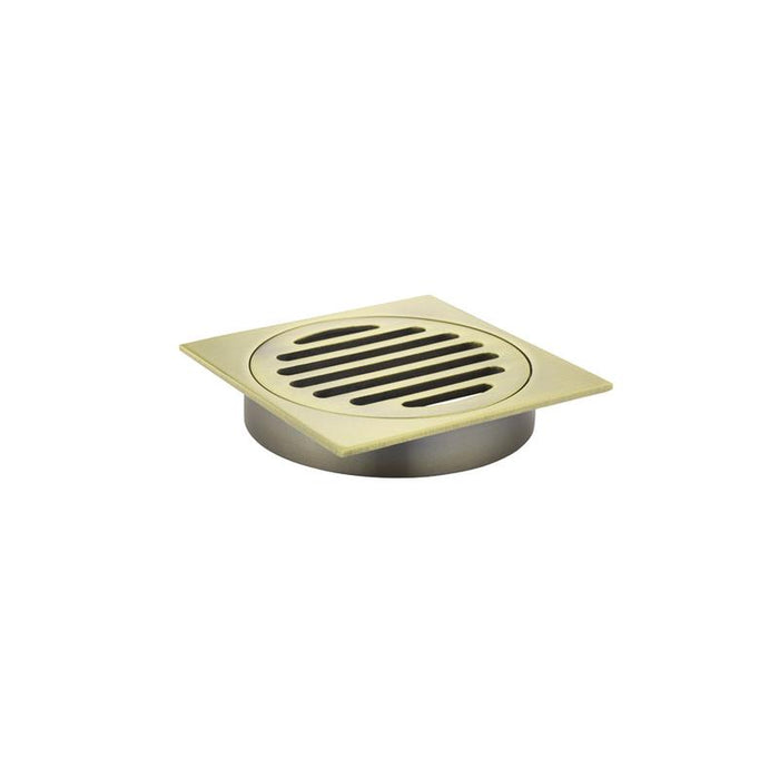 Meir Square Floor Grate Shower Drain 100mm outlet - PVD Tiger Bronze-blue-leaf-bathware