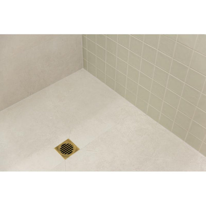 Meir Square Floor Grate Shower Drain 100mm outlet - PVD Tiger Bronze-blue-leaf-bathware