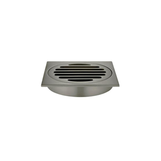 Meir Square Floor Grate Shower Drain 100mm outlet - Shadow Gunmetal-blue-leaf-bathware