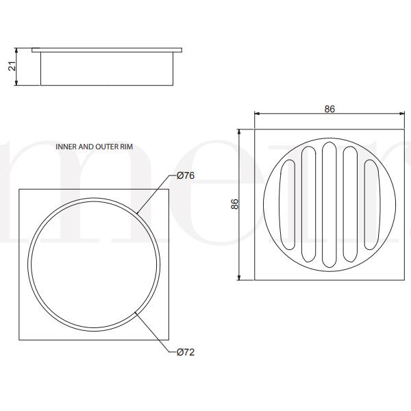 Meir Square Floor Grate Shower Drain 80mm Outlet - Champagne-MP06-80-CH-blue-leaf-bathware