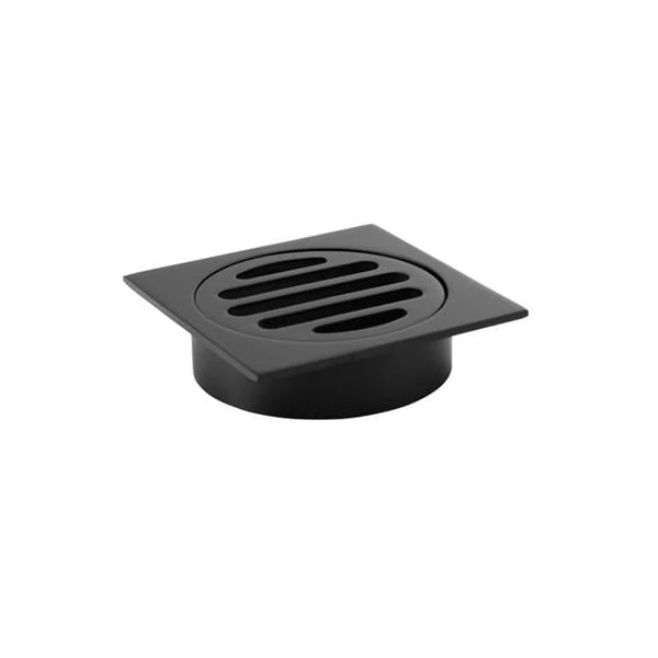 Meir Square Floor Grate Shower Drain 80mm Outlet - Matte Black-MP06-80-blue-leaf-bathware