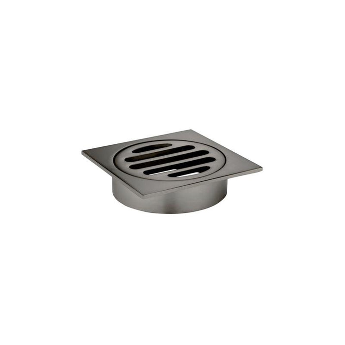 Meir Square Floor Grate Shower Drain 80mm outlet - Shadow Gunmetal-blue-leaf-bathware