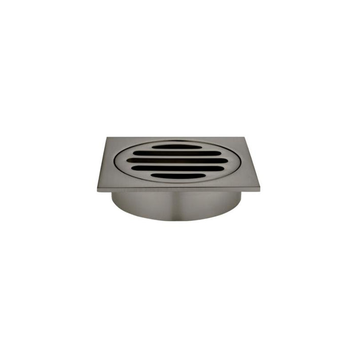 Meir Square Floor Grate Shower Drain 80mm outlet - Shadow Gunmetal-blue-leaf-bathware