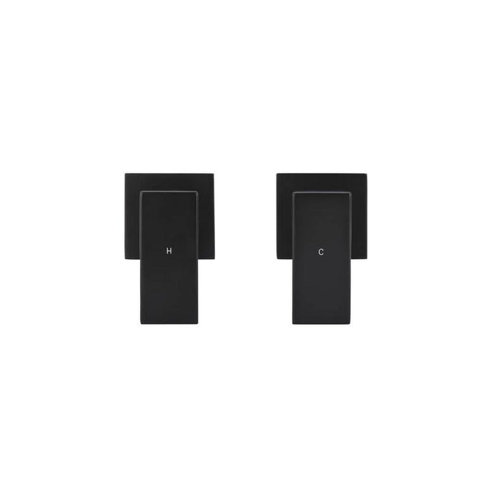Meir Square Quarter-Turn Wall Top Assemblies - Matte Black-blue-leaf-bathware