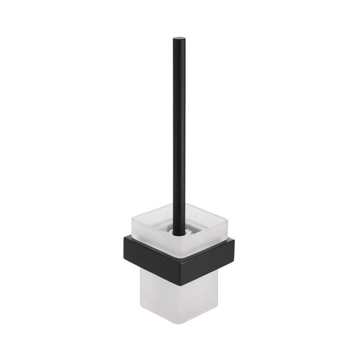 Meir Square Toilet Brush & Holder - Matte Black-blue-leaf-bathware